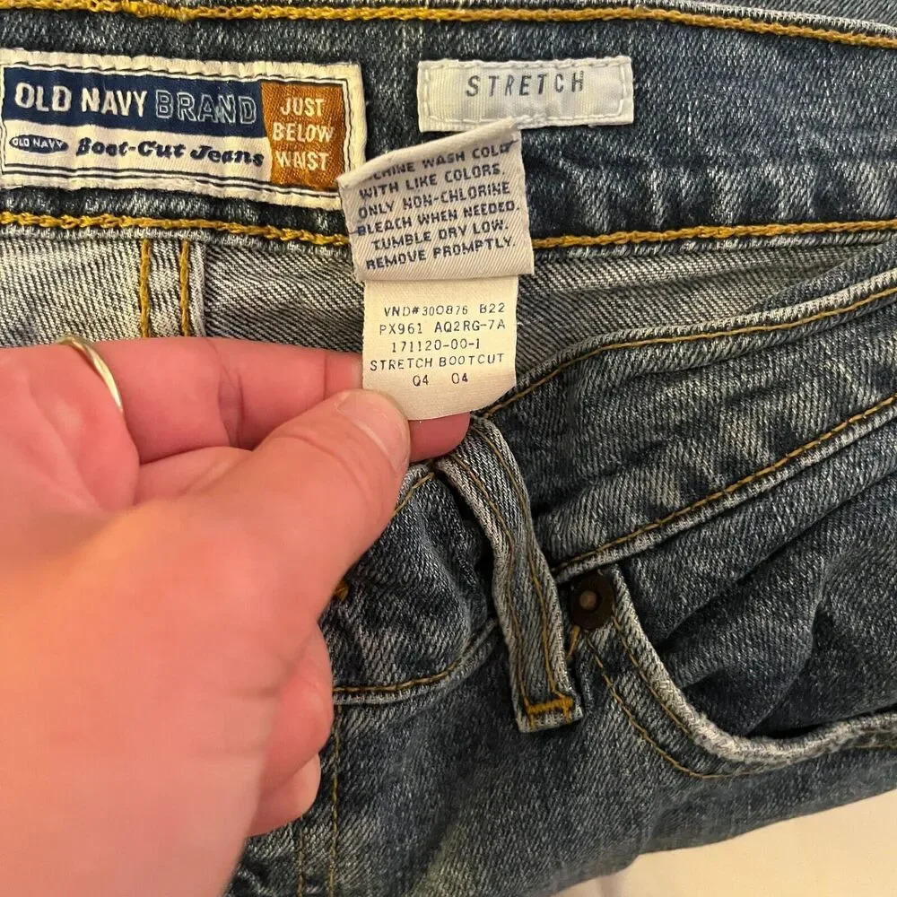 Vtg Y2K Old Navy Womens Blue Bootcut Jeans 6 Short Stretch Denim Medium Wash - Picture 8 of 8